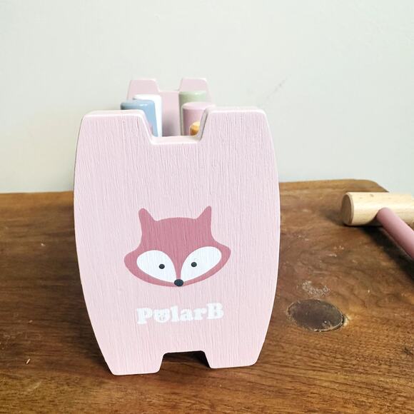 PolarB Pink Fox Wooden Hammer & Peg Toy - Picture 3 of 6